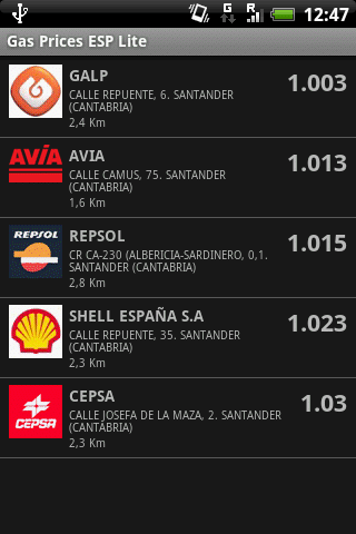 Gas Prices ESP Lite - Lista de gasolineras