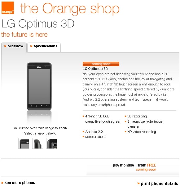 LG Optimus 3D Orange