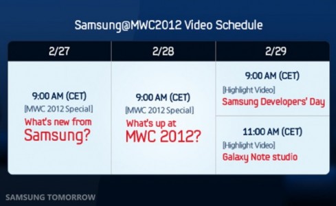 calendario de ruedas de prensa de Samsung