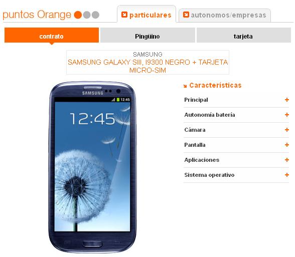 Samsung Galaxy SIII puntos Orange