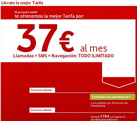 Tarifa SIM 37 Vodafone