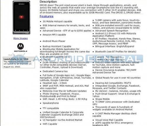 Motorola droid-2 especificaciones