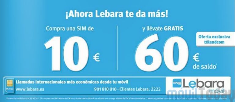 60€ de saldo gratis comprando Lebara en Télandcom